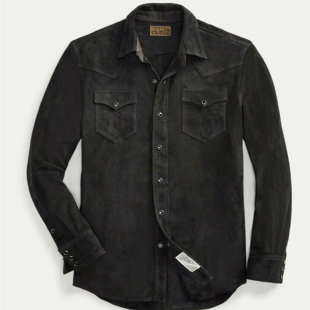 NWT RRL Ralph Lauren Black Limited-Edition Western Suede Shirt Jacket